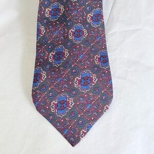 Valentino vintage Purple and Blue Medallion Silk Tie